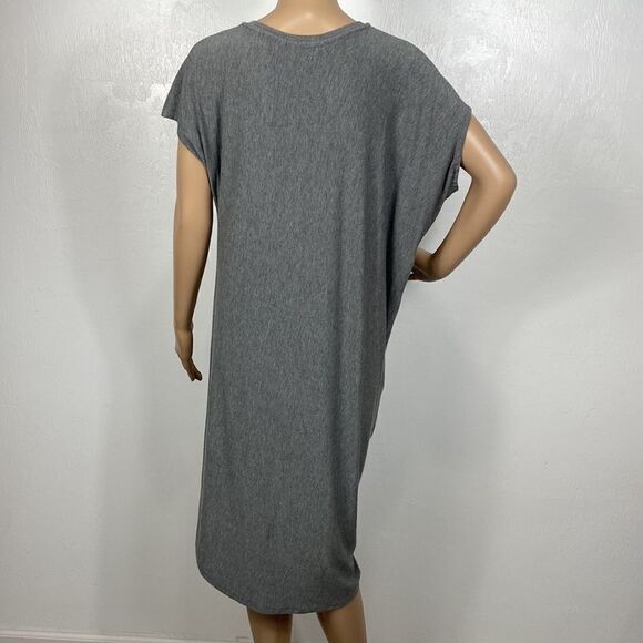 Athleta Draped Heather Gray Short Sleeves Midi Dress - Picture 3 of 8